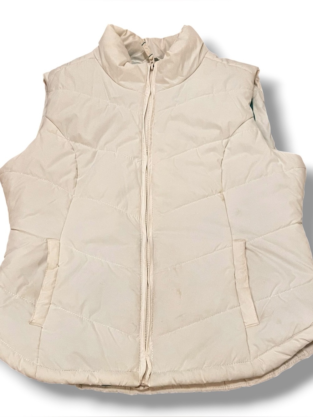 Y2K Style Aeropostale Puffer Jacket White Blue Lining Chevron Stitch Sz L E-9